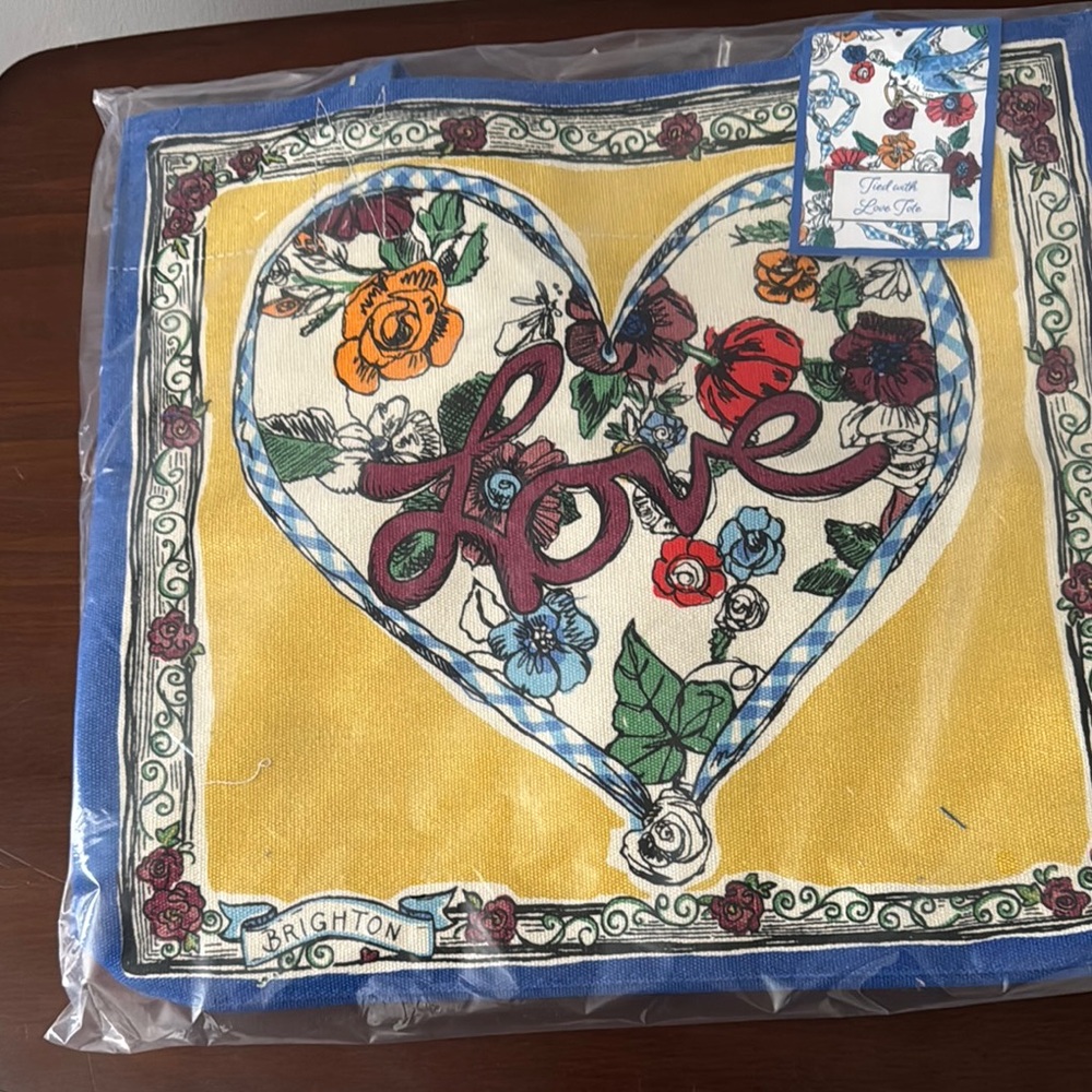 Brighton Yellow and Blue Floral Love Tote. NWT